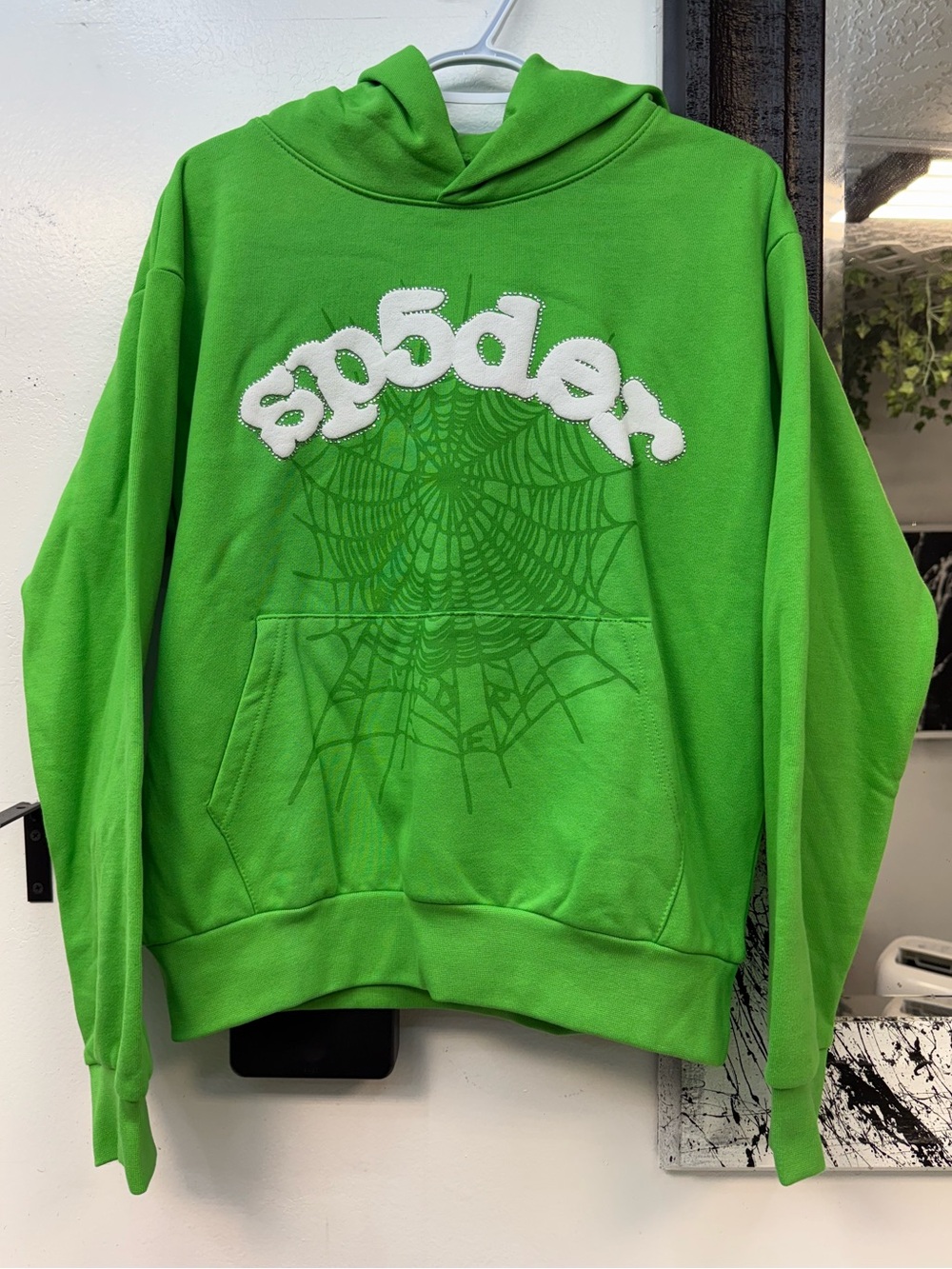 Green Spiderweb Graphic Crewneck Hoodie